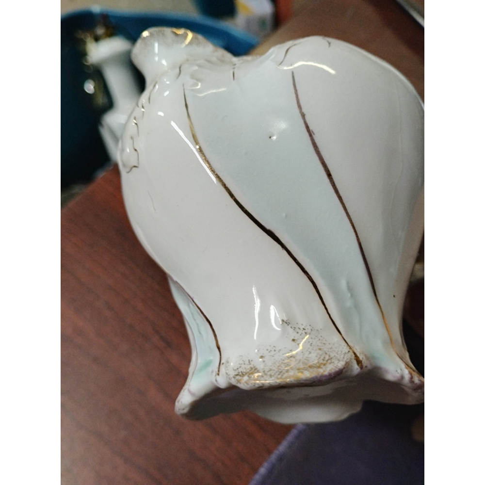 Beautiful Hand Painted Antique Dainty Porcelain‎ Creamer White Turquoise Gold - Picture 9 of 12